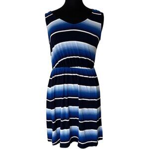 Merona Mini Sundress Blue Stripes w/Stretch Waist Rayon Blend Junior's Size M